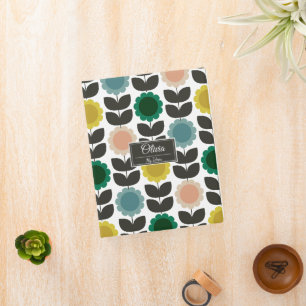  Mid-Century Modern Colored Retro Groovy Flowers  Mini Binder