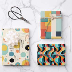 Mid Century Modern Colorful Abstract Pattern Wrapping Paper Sheets