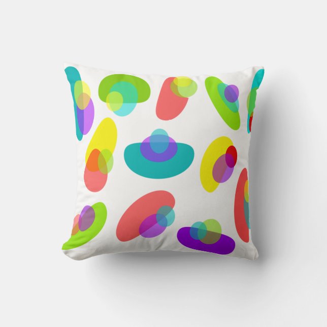 Mid-Century Modern Colorful Abstract Throw Pillow (Front)