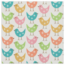 Mid Century Modern Colorful Atomic Birds Pattern