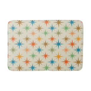 Mid century modern colorful atomic starburst bath mat
