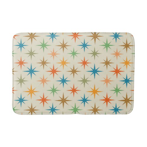 Mid century modern colorful atomic starburst   bath mat