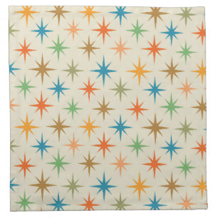 Mid Century Modern Colorful Atomic Starburst Cloth Napkin
