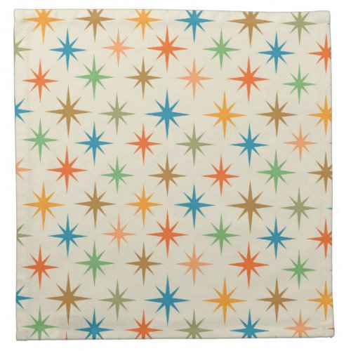 Mid Century Modern Colorful Atomic Starburst   Cloth Napkin