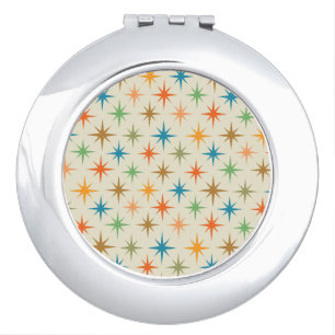 Mid Century Modern Colorful Atomic Starburst Compact Mirror