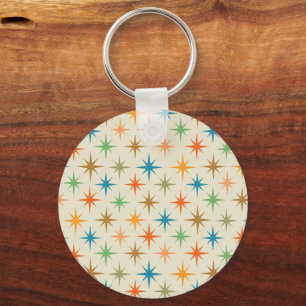 Mid Century Modern Colorful Atomic Starburst  Keychain