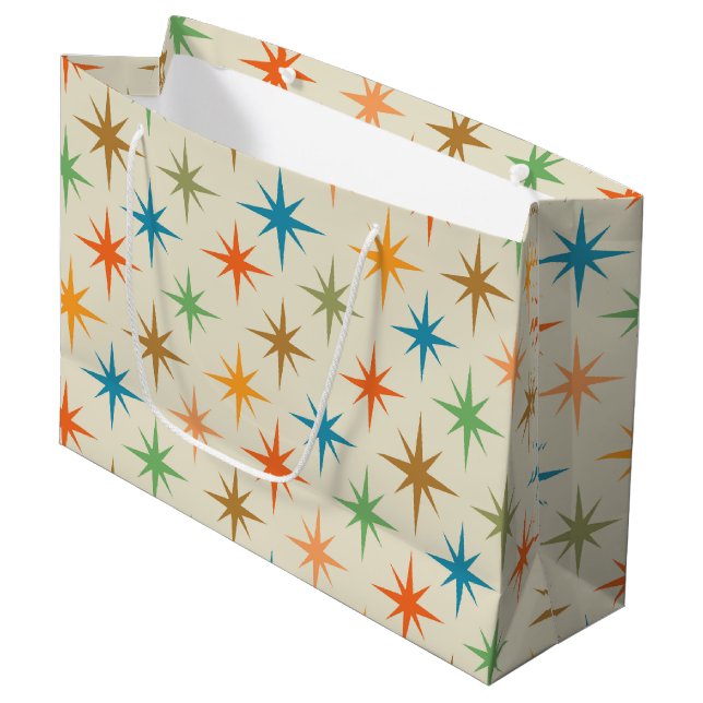 Mid century modern colorful atomic starburst     large gift bag (Front Angled)