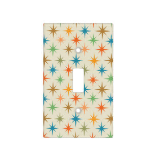 Mid Century Modern Colorful Atomic Starburst  Light Switch Cover