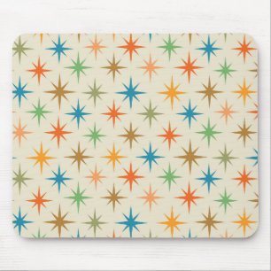 Mid century modern colorful atomic starburst   mouse pad