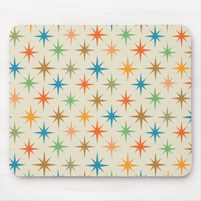 Mid century modern colorful atomic starburst   mouse pad (Front)