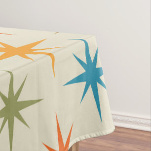 Mid Century Modern Colorful Atomic Starburst Tablecloth