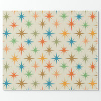 Midcentury Modern Retro Atomic Dots Teal Orange Wrapping Paper Sheets, Zazzle