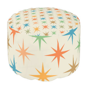 Mid century Modern Colorful Atomic Starbursts  Pouf
