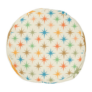 Mid century modern colorful atomic starbursts  pouf