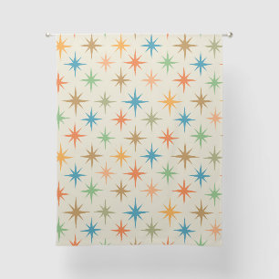 Mid century modern colorful atomic starbursts  sheer curtains