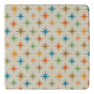 Mid century Modern Colorful Atomic Starbursts Trivet