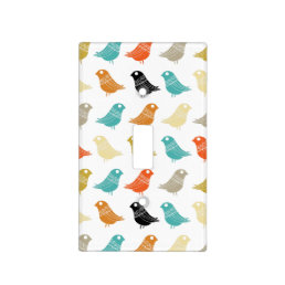 Mid Century Modern Colorful Birds Pattern Light Switch Cover