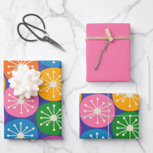 Mid Century Modern Colorful Bright Fun Atomic Dots Wrapping Paper Sheets