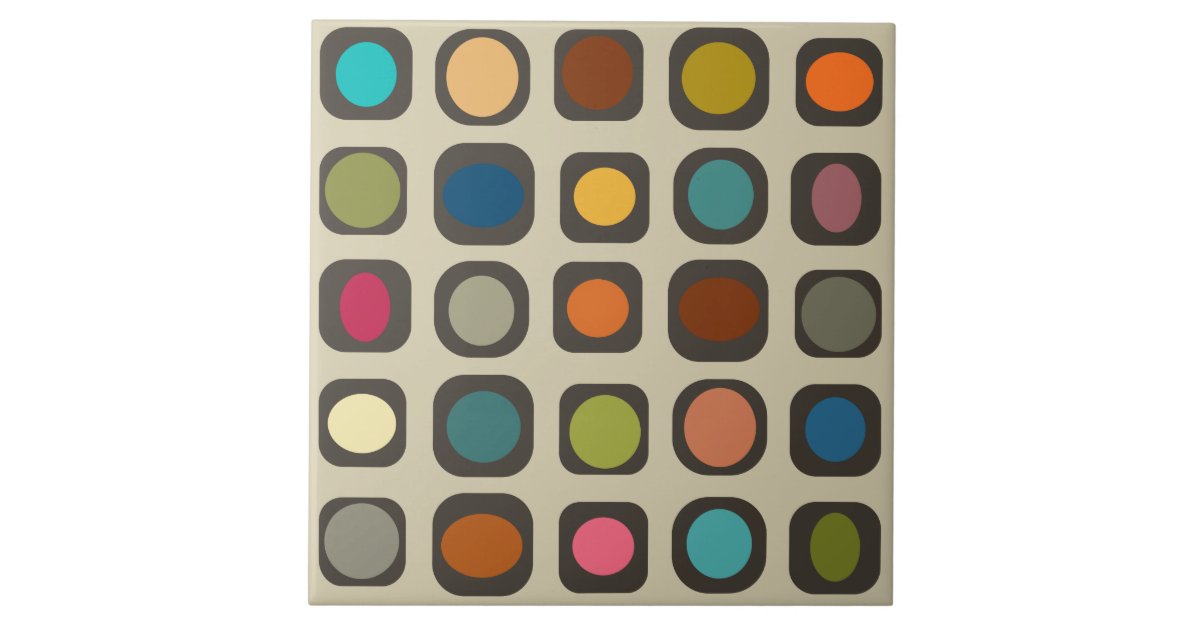 Mid Century Modern Colorful Buttons Ceramic Tile | Zazzle