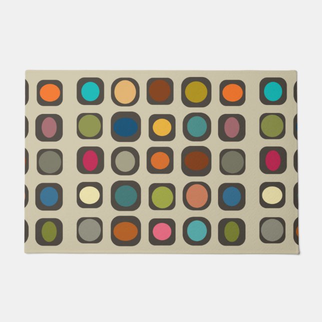Mid Century Modern Colorful Buttons Doormat (Front)