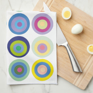 Mid Century Modern Colorful Circles Pattern Kitchen Towel