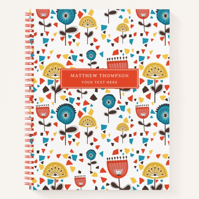 Mid Century Modern Colorful Floral Pattern Album Notebook (Front)