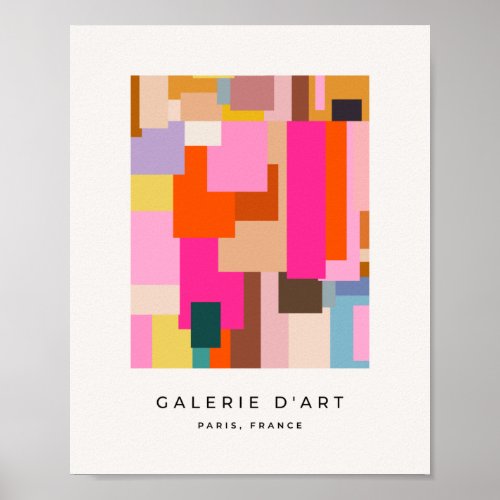 Mid Century Modern Colorful Geometric Abstract Poster