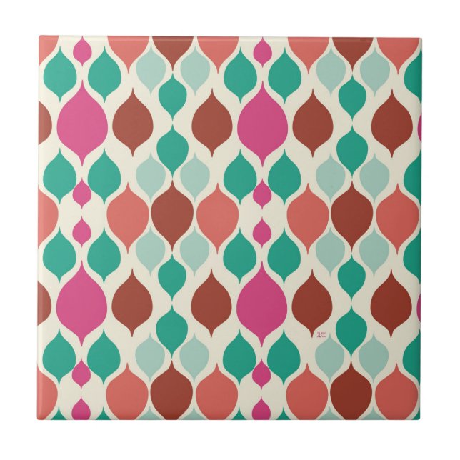 Mid Century Modern Colorful Geometric  Ceramic Tile (Front)