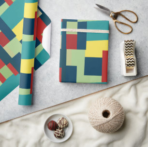 Mid Century Modern Colorful Geometric Pattern Wrapping Paper