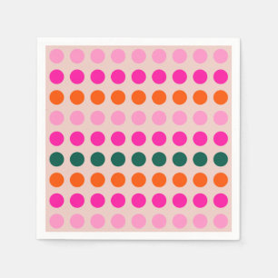 Mid Century Modern Colorful Geometric Polka Dots Napkins