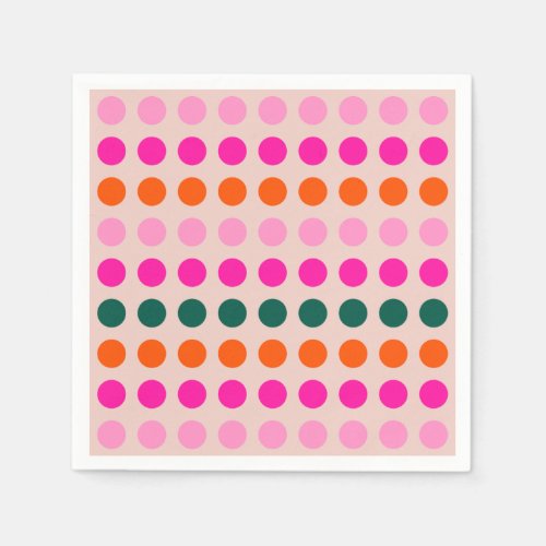 Mid Century Modern Colorful Geometric Polka Dots Napkins