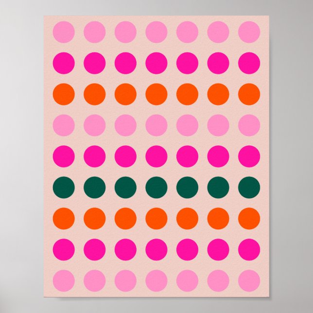 Mid Century Modern Colorful Geometric Polka Dots Poster (Front)