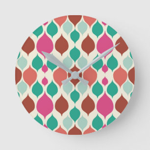 Mid Century Modern Colorful Geometric Round Clock