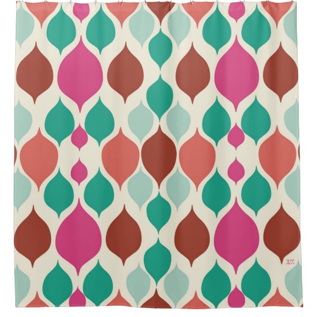 Mid Century Modern Colorful Geometric  Shower Curtain (Front)