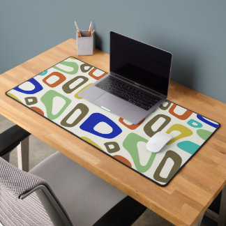 Mid-Century modern, colorful groovy retro pattern Desk Mat