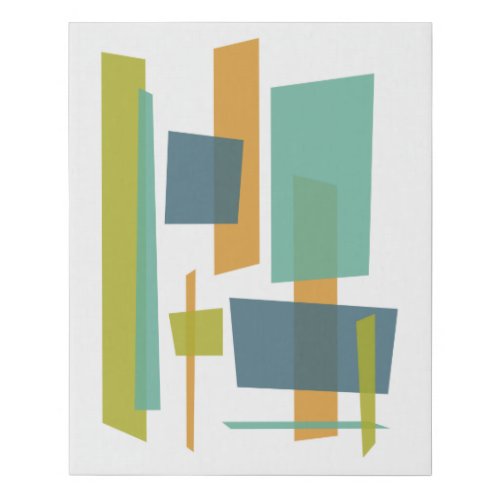 Mid Century Modern Colorful Rectangles Retro Faux Canvas Print