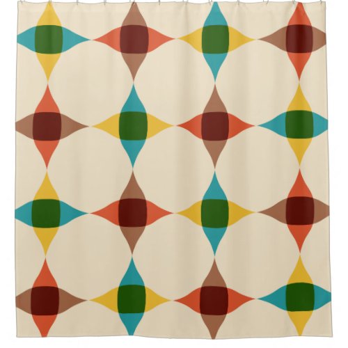 Mid Century Modern Colorful Star Pattern Shower Curtain