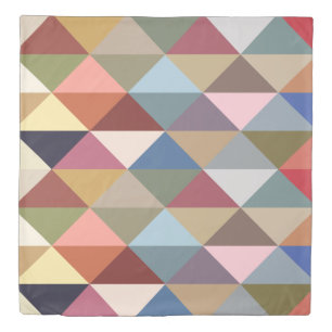 Mid Century Modern Colorful Triangles Duvet Cover