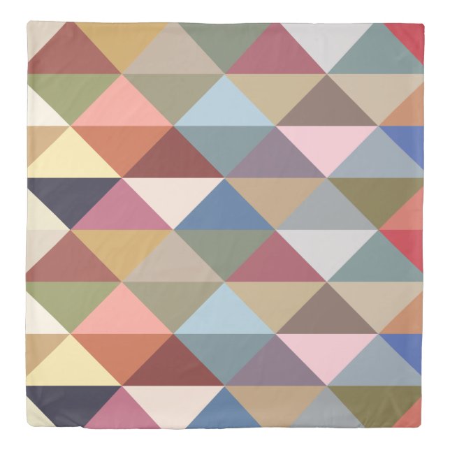 Mid Century Modern Colorful Triangles Duvet Cover (Front)