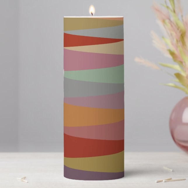 Mid-Century Modern Colorful triangles   Pillar Candle (In Situ)