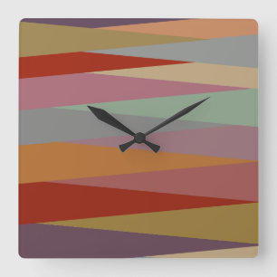 Mid-Century Modern Colorful triangles Square Wall Clock
