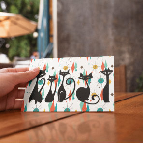 Mid-Century Modern Cool Black Cats Postcard