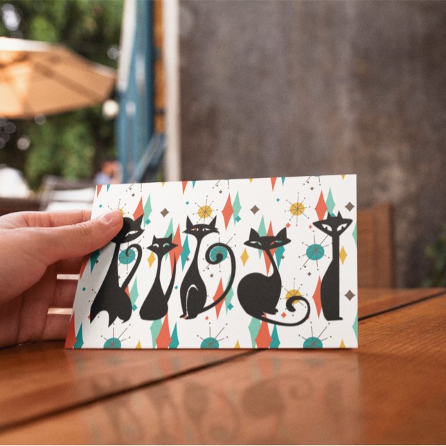 Mid-Century Modern Cool Black Cats Postcard (Creator Uploaded)