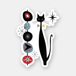 Mid Century Modern Cool Cat Kabob Design  Sticker