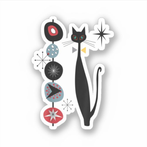 Mid Century Modern Cool Cat Kabob Design  Sticker