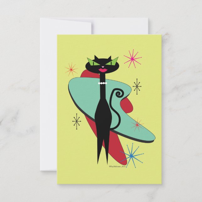 Mid-century Modern Cool Cat Thank You Card (Front)