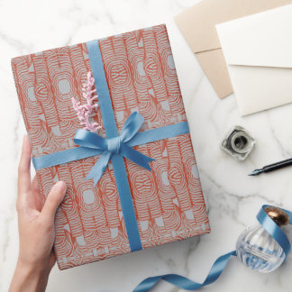 Mid Century Modern Coral Abstract Pattern Wrapping Paper