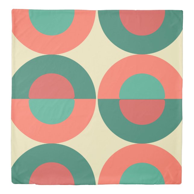 Mid-Century Modern Coral Mint     Duvet Cover (Front)
