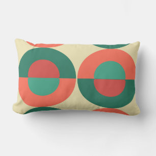 Mid-Century Modern Coral Mint   Lumbar Pillow