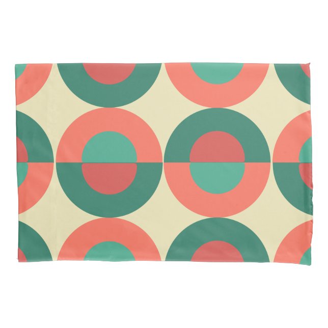 Mid-Century Modern Coral Mint     Pillow Case (Front)